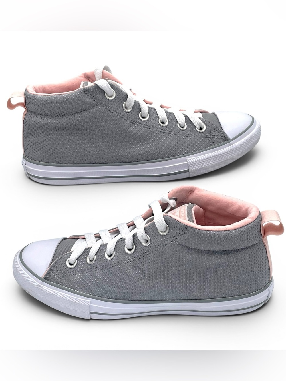 Converse Chuck Taylor All Star Mid Gray Pink Sneakers Women’s 6 Youth 6Y - Picture 3 of 10